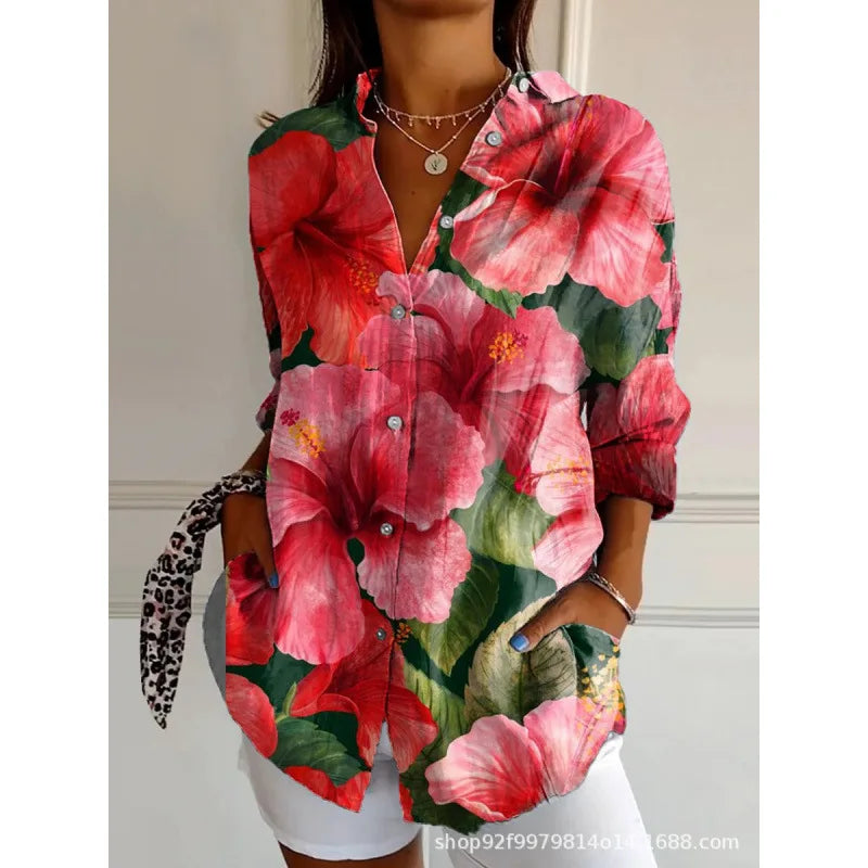 Ditsy Floral Oversized Dropped Shoulder Blouse for Women