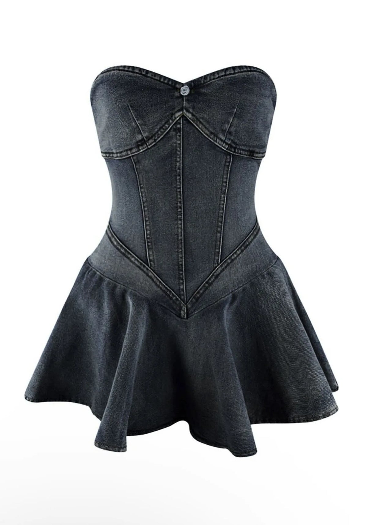 Strapless Backless Denim Mini Dress