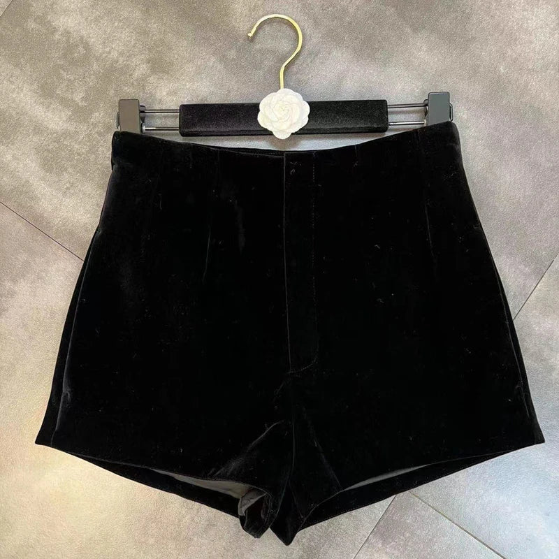 Long Sleeve Fur Patchwork Bodysuit and Shorts Set for Women