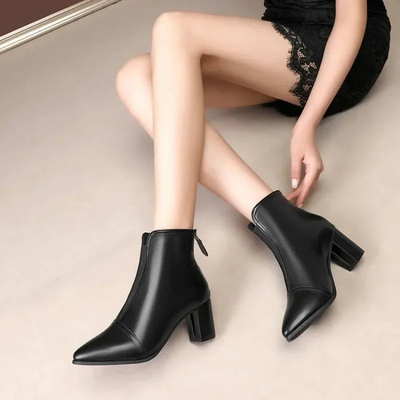 Stylish Faux Fur Trim Platform Low Heel Boots For Women