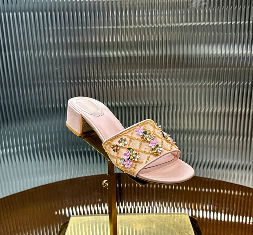 Floral Rhinestone Embellished Wedding Shoes for Women