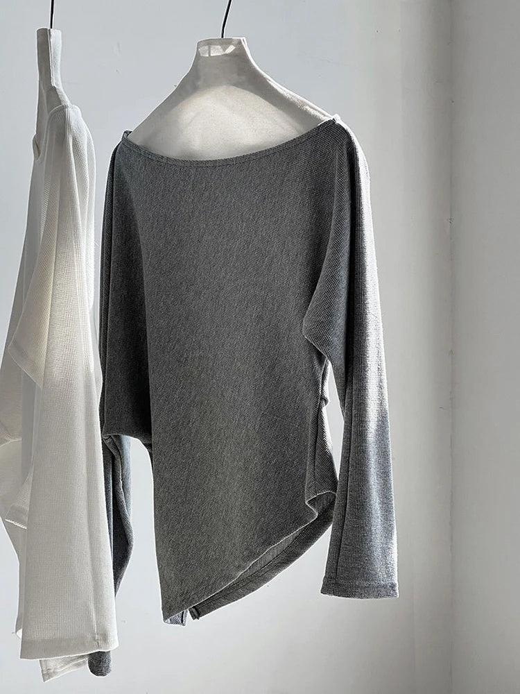 Black Pleated Asymmetrical Collar Sweatshirt for Women