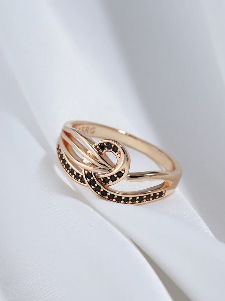 Rose Gold Black Zircon Cross Ring