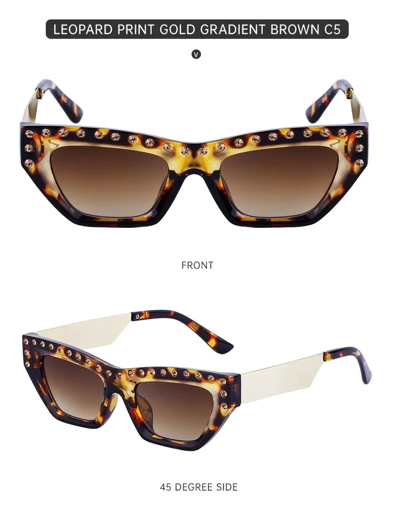 Rhinestone Cat Eye Rectangle Sunglasses