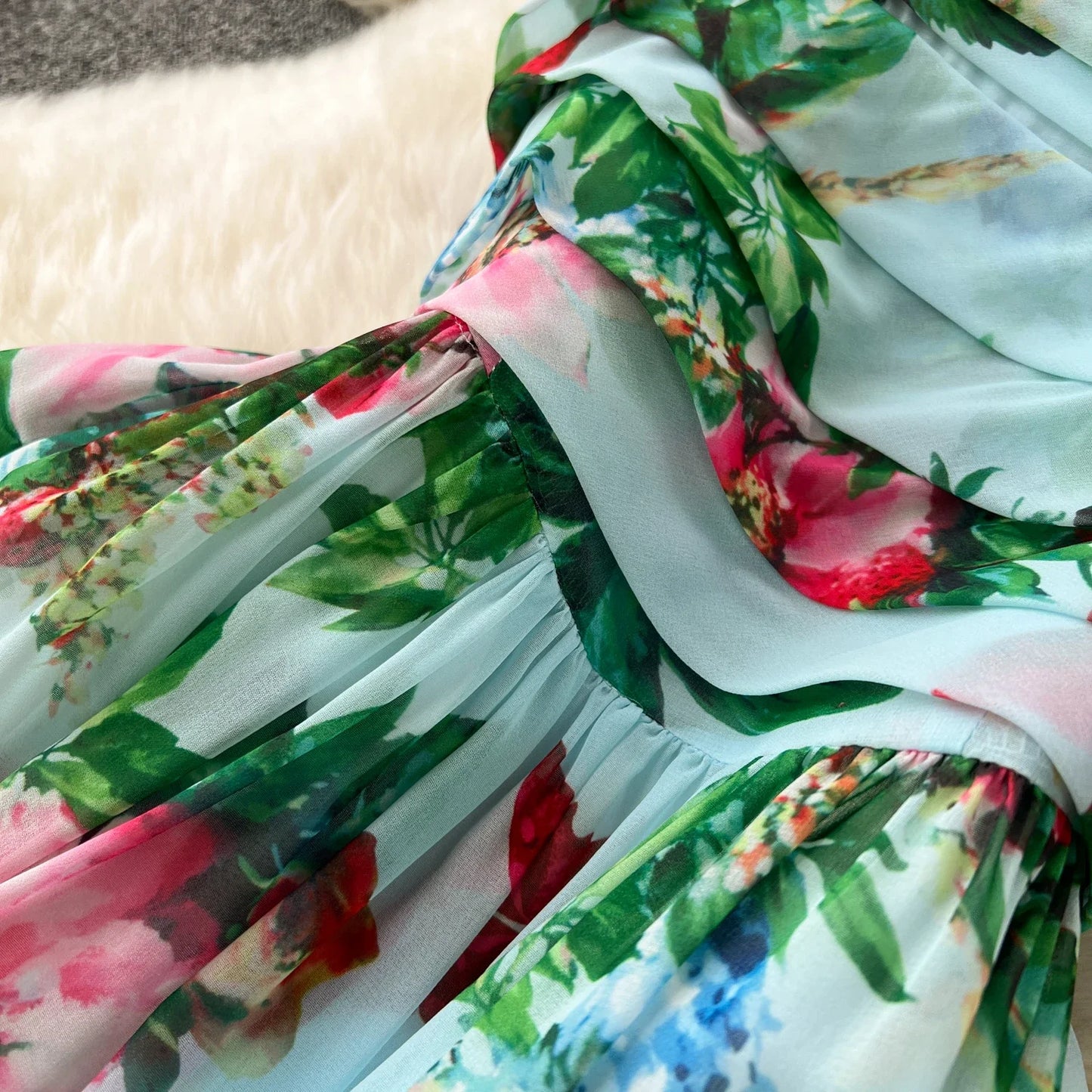 Elegant Floral Off Shoulder A Line Dress for Women