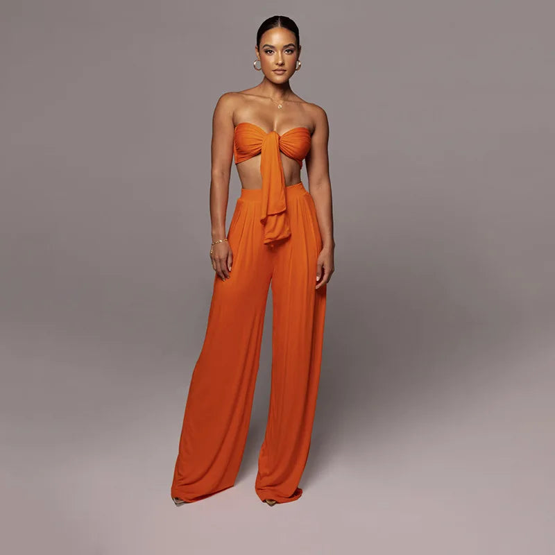 Elegant Solid Color Casual Two Piece Set for Women