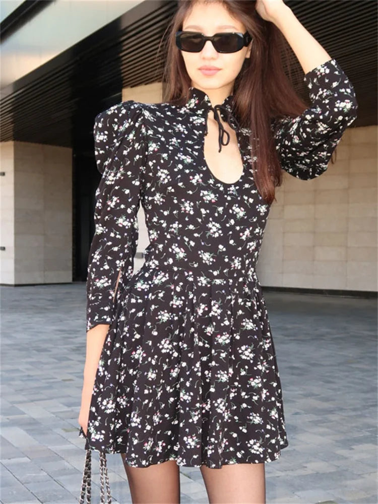Lace Up Patchwork Bodycon Dress