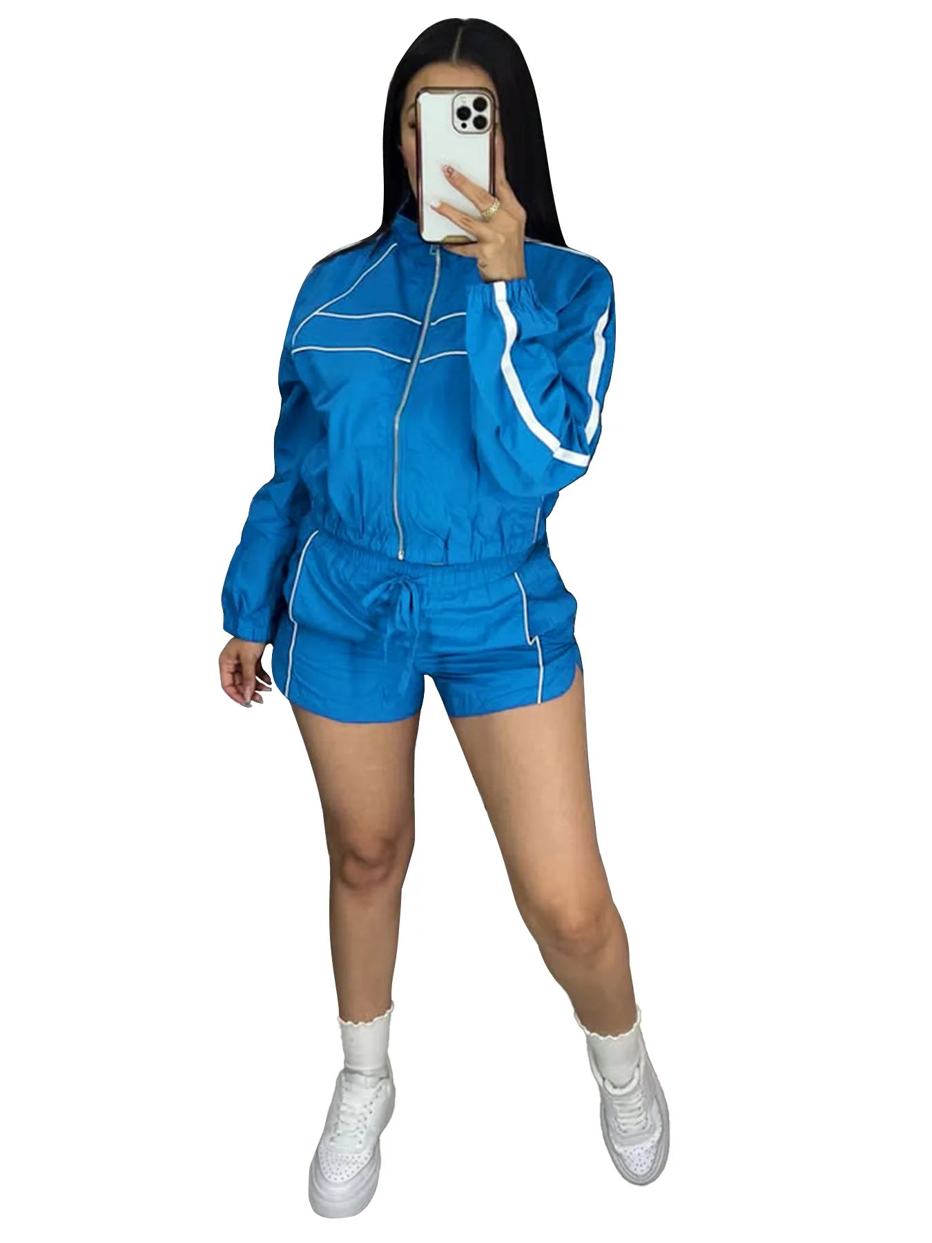 Athletic V Neck Long Sleeve Casual Lounge Set for Women