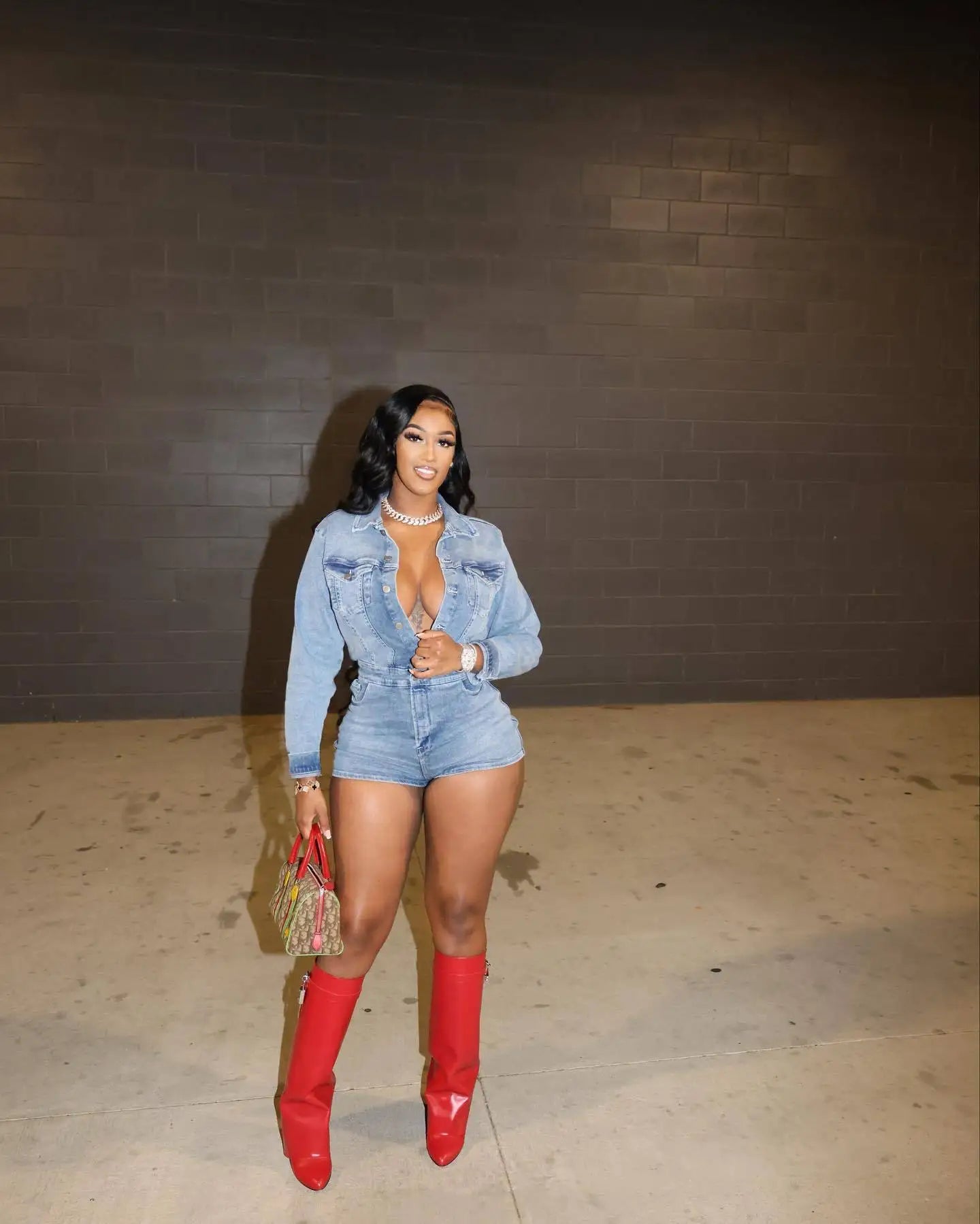 Trending Denim Skinny Fit Bodycon Romper for Women