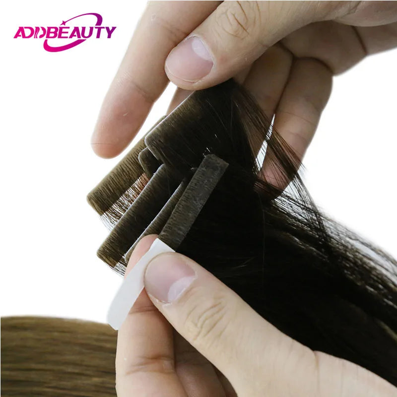 Straight Virgin Human Hair Tape In Extensions for Women