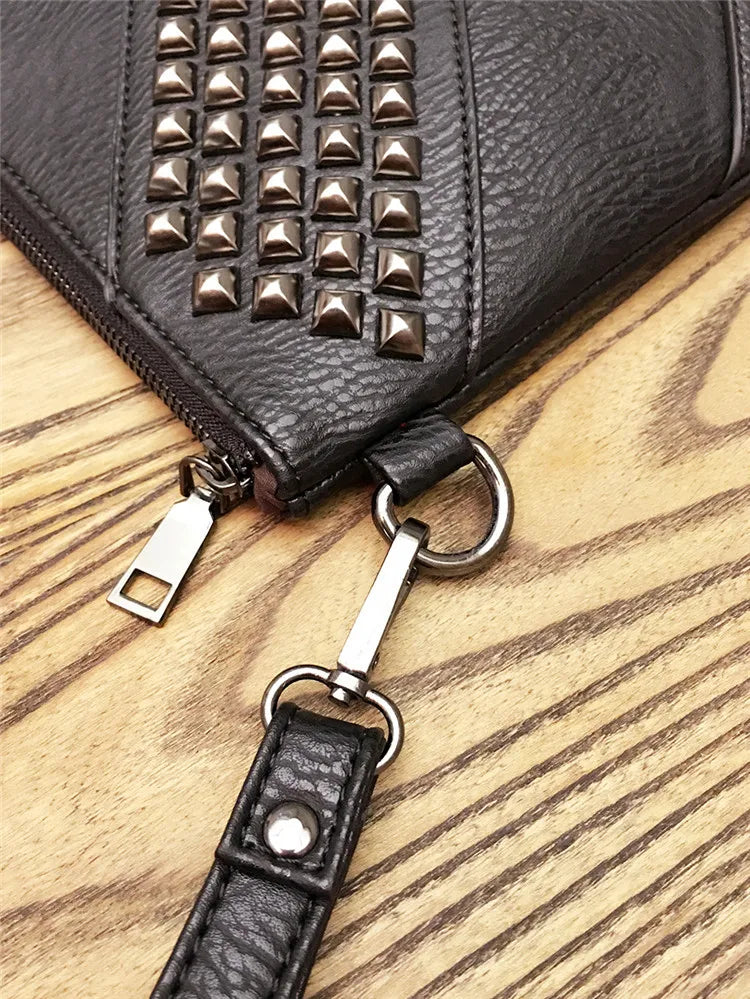 Gleaming Rivet Detail Envelope Clutch Bag for Women