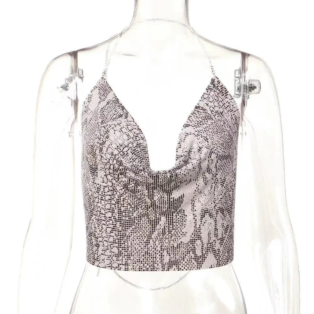 Tank Top Women Metal Sequin Camisole Party Nightclub Music Festival Sleeveless Sexy Vest for Female Streetwear 2025 Summer New