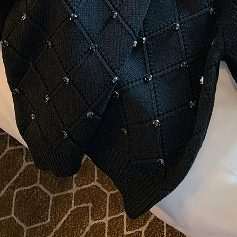 Vintage Knit Short Sleeve Cropped Sweater for Women