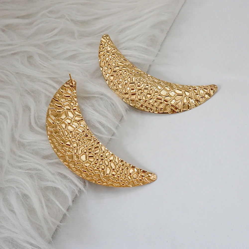 Fashion Jewelry Big Gold Color Round Geometric Earrings Dangle Drop Earrings For Women African Wedding Party Gifts