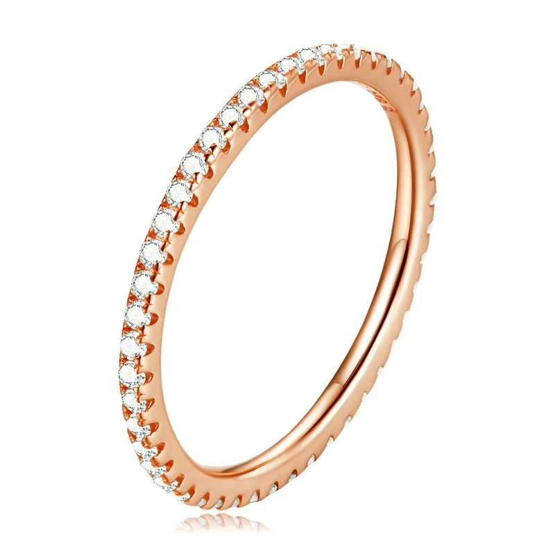 Gold Plated Simulated Diamond Stackable Rings for Women