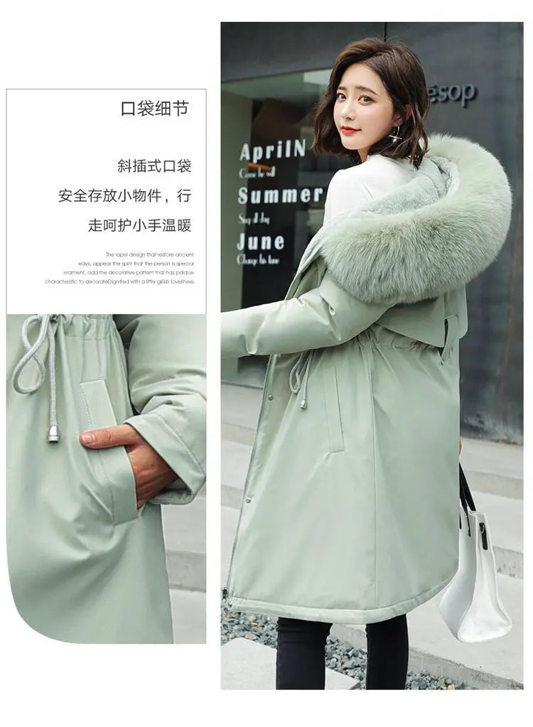 2025 New Parkas Women's Long Coat Winter Jacket Overcoming Plush Cotton Jacket