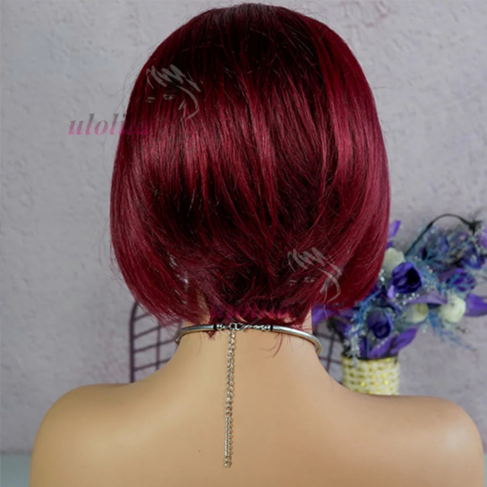 Wig HD Transparent Lace Front 13x4 Pixie Cut Bob Indian Hair Pre Plucked 200 Density