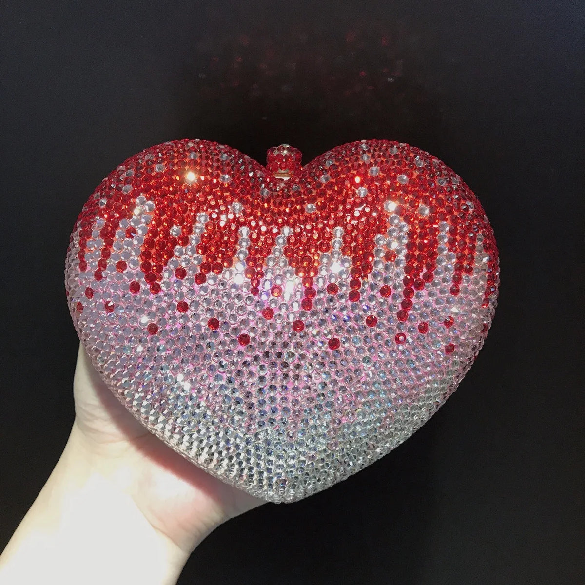 Rhinestone Heart Shaped Evening Clutch Handbag for Women