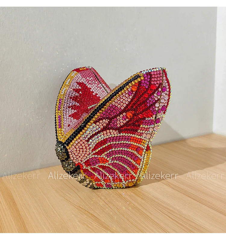 Alizekerr Butterfly Diamond Evening Bags Women 2025 Luxury Designer Gorgeous Rhinestone Clutch Purses And Handbags Wedding Party