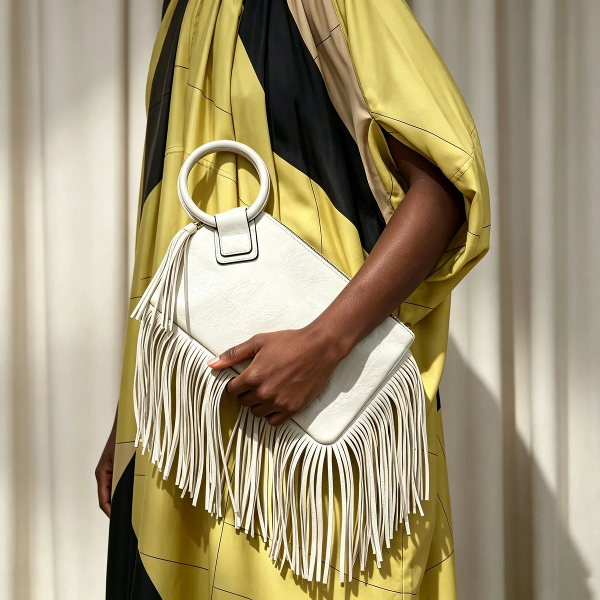 Vintage Tassel Fringe Zipper Clutch Handbag for Women