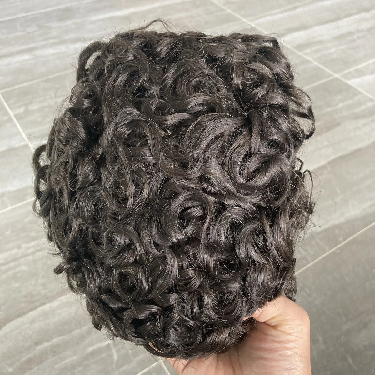 Curly Blonde Human Hair Toupee With Natural Hairline for Women