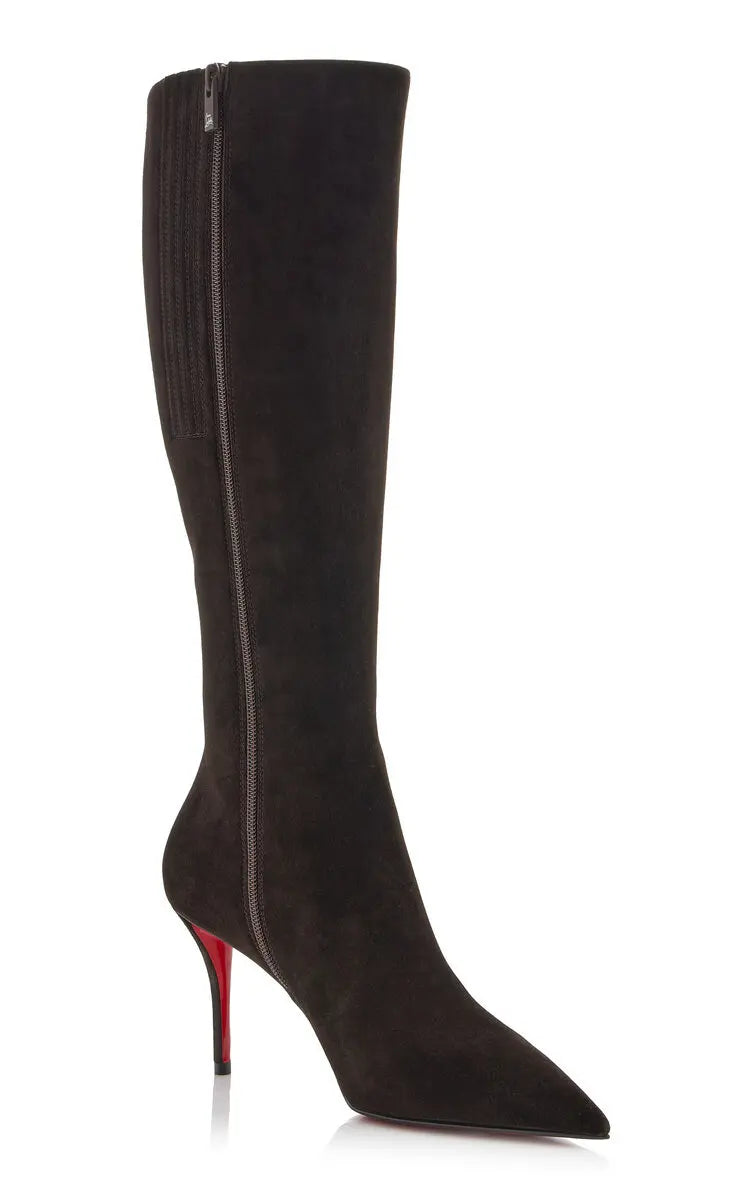 Leopard Print Pointed Toe Stiletto Knee High Boots for Women