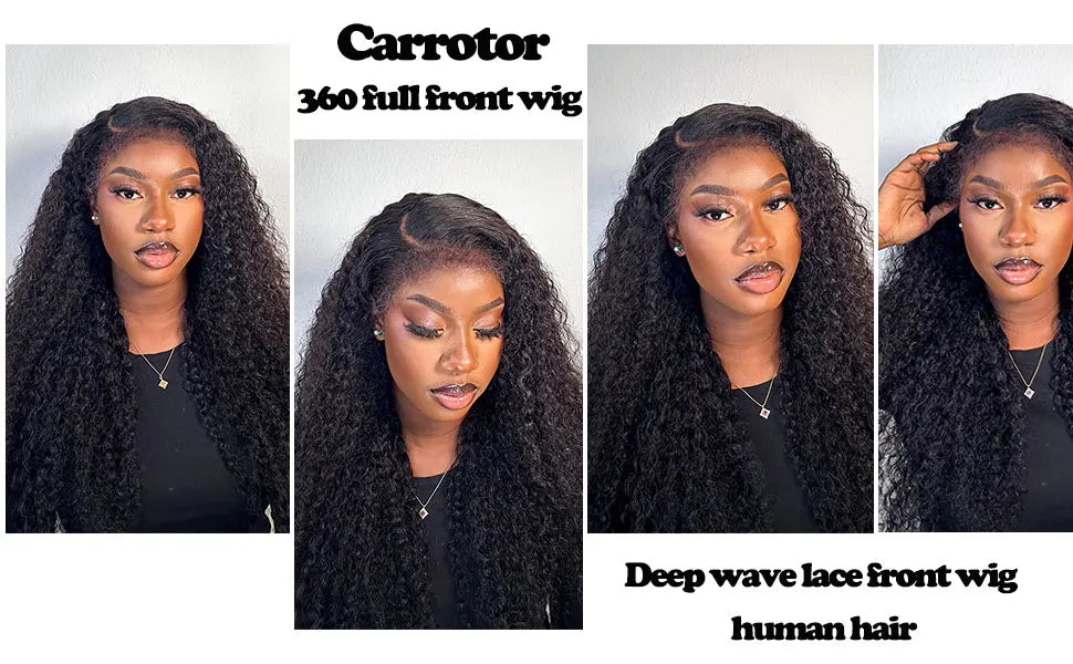 Deep Curly 360 Lace Front Wigs Human Hair With 4C Kinky Curly Edges 180% Density Glueless Pre Plucked Bleached Knots For Women