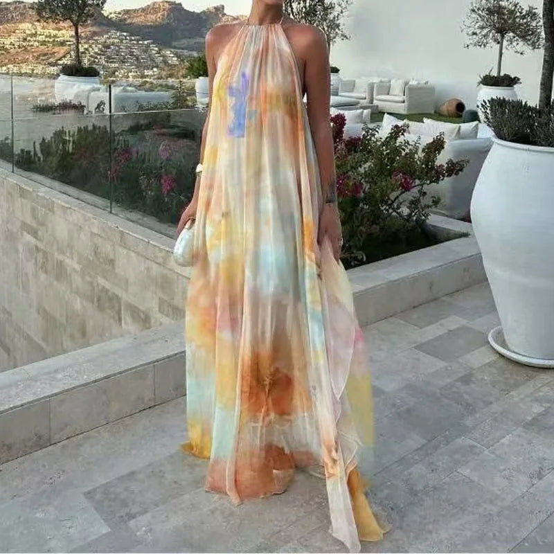 Bohemian Backless Printed Elegant Maxi Dress for Women