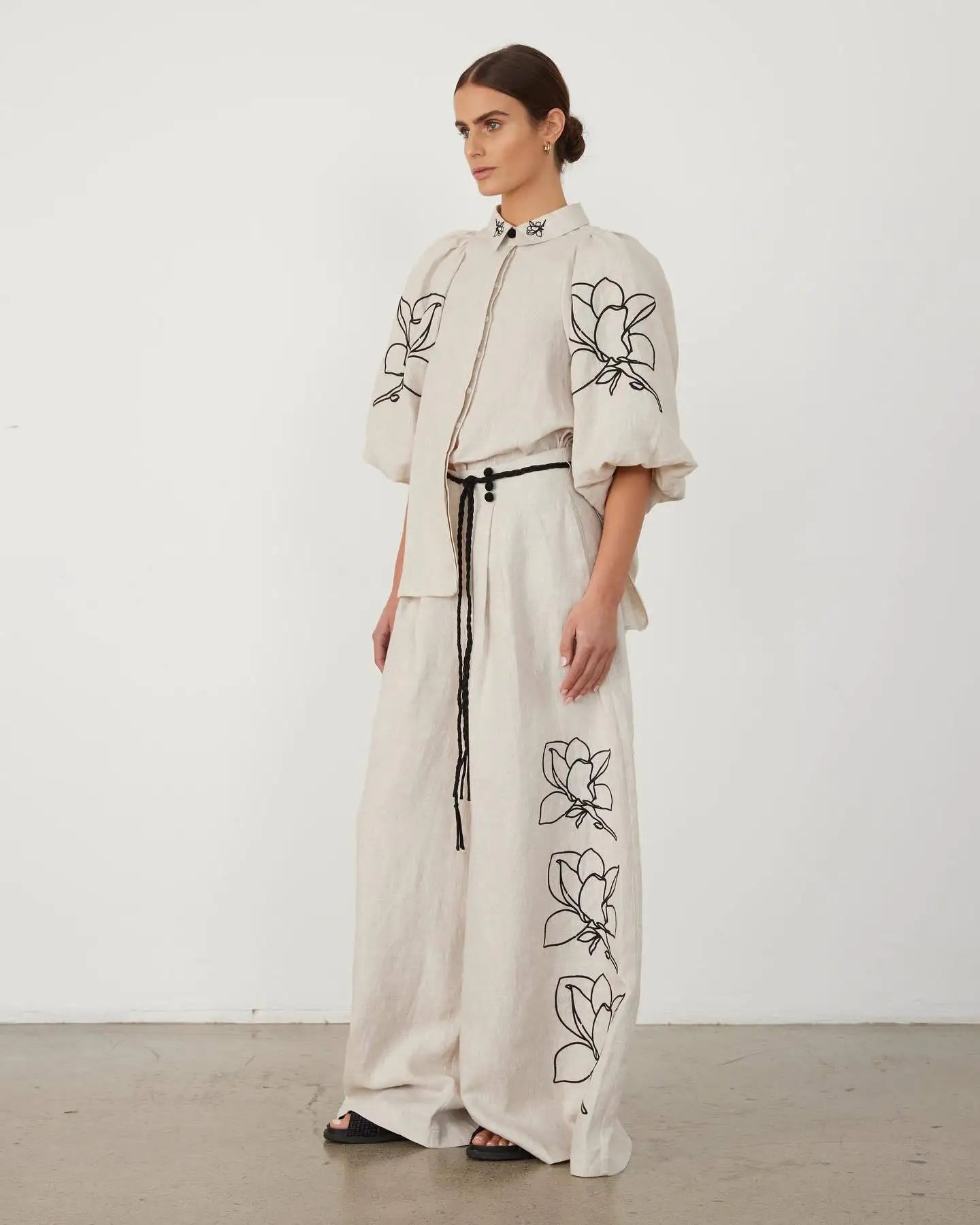 Elegant Printed Cotton Linen Two Piece Set for Women