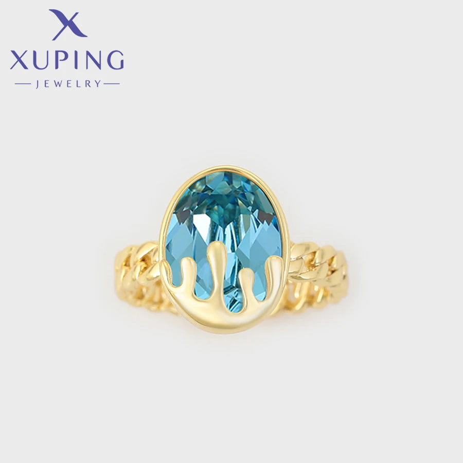 Open Gold Plated Crystal Cocktail Ring