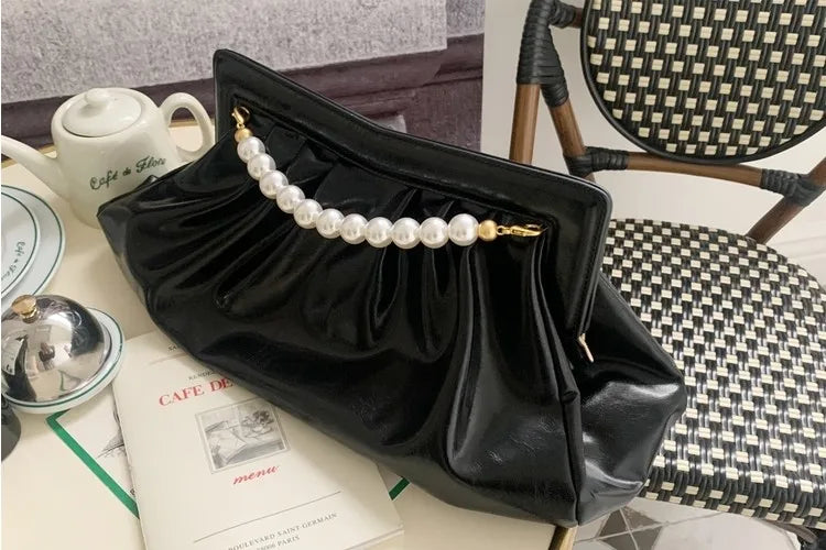 Elegant Beaded Pearl Chain Evening Clutch for Women