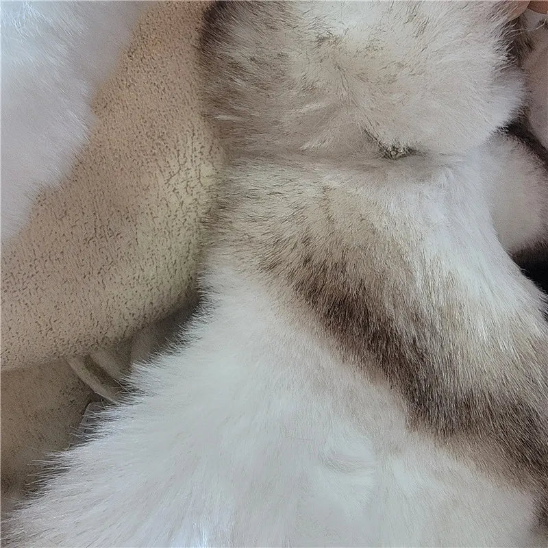 Autumn Winter Fashion Light Luxury Large Lapel Eco-Friendly Faux Fur Plush Coat Women Heavy Craft Long Sleeve Elegant Jackets
