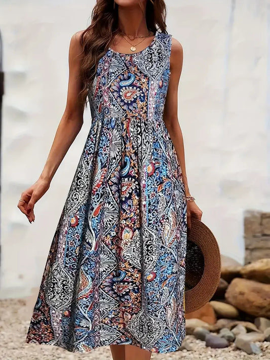Women's spring/summer cashew nut Beach casual print dress