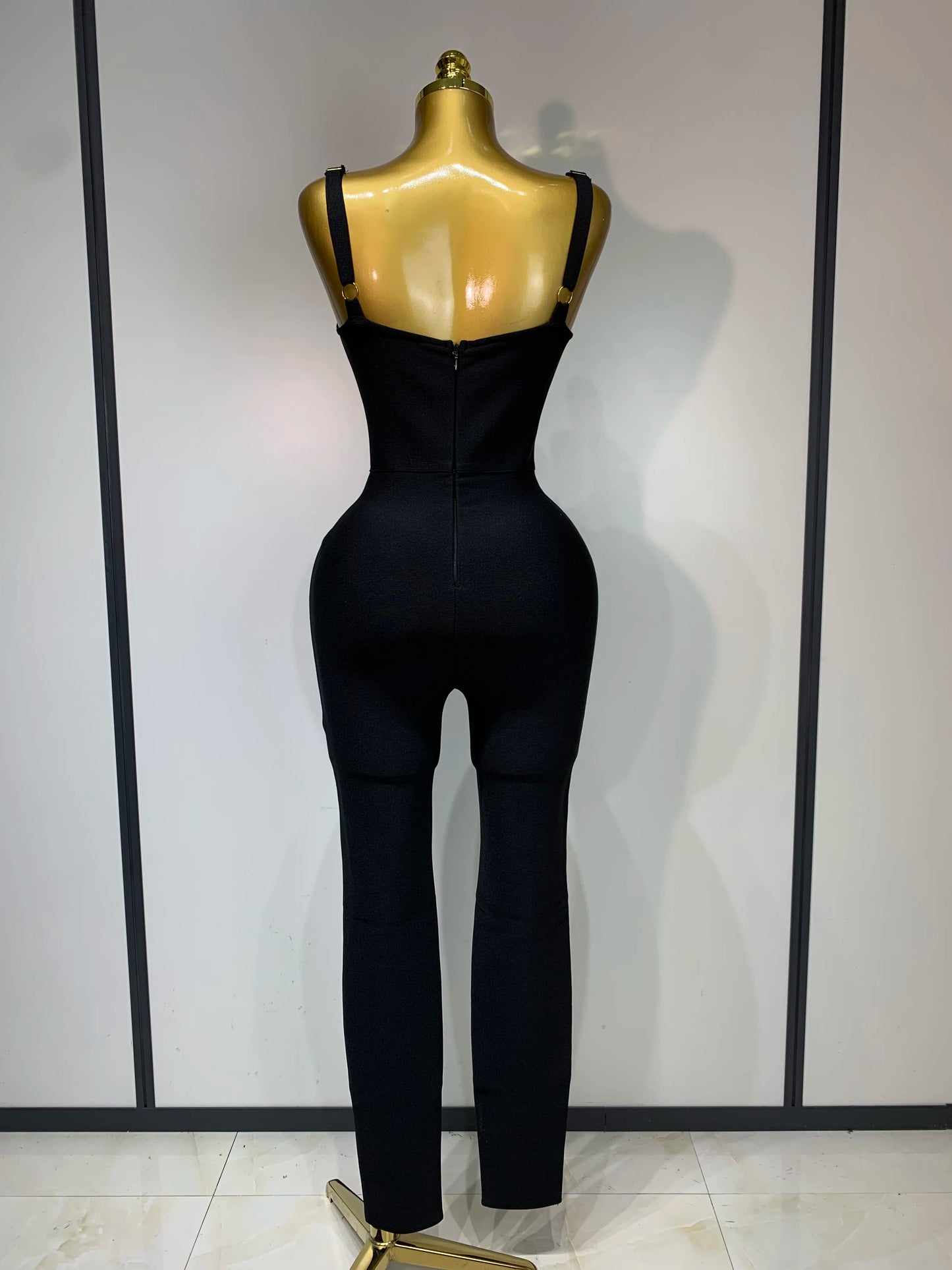 Women Sexy Sleeveless V-Neck Bodycon Bandage Jumpsuit Celebrate Birtyday Fancy Club Party Cocktail Outfit Evenin Party Gown