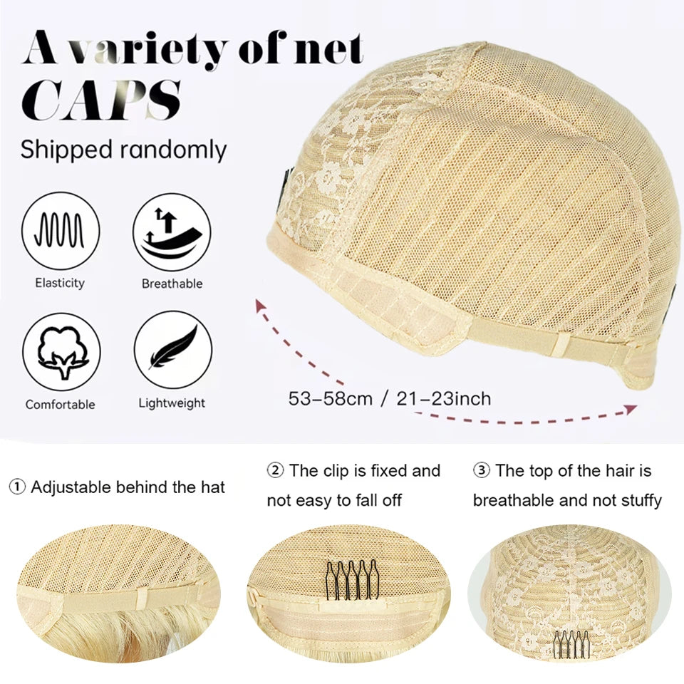 Short Blonde Layered Bob Pixie Human Hair Wig for Women