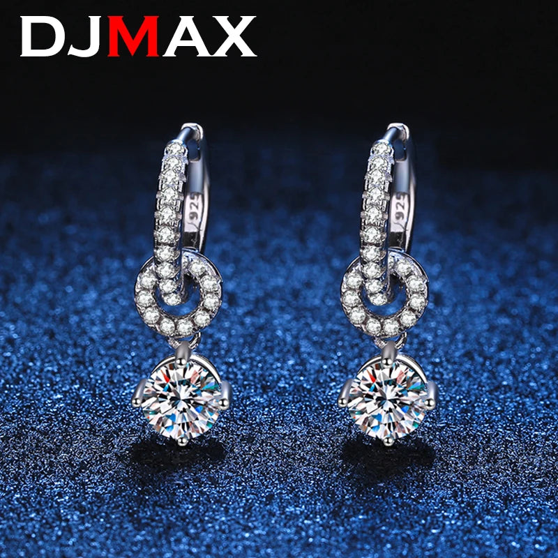 White Gold Plated Moissanite Drop Earrings for Women