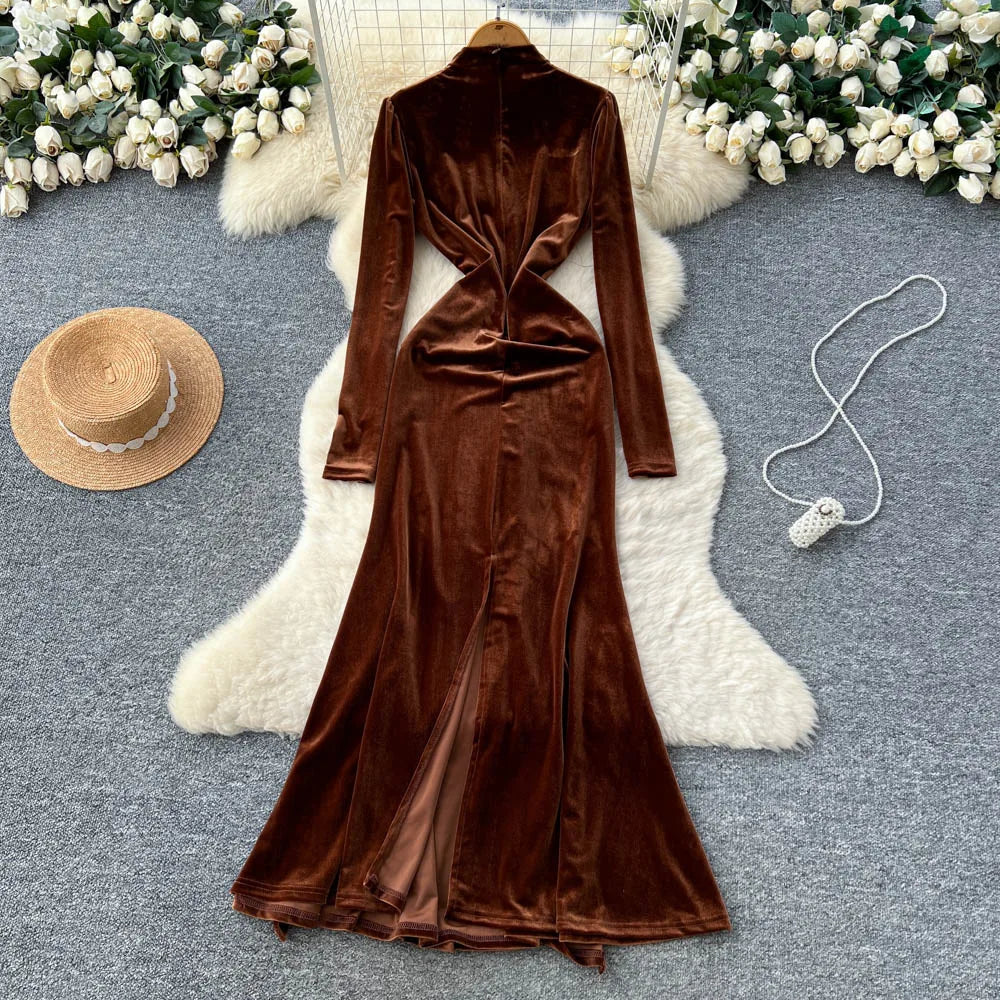 Ruched Velvet Sash Dress