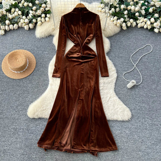 Ruched Velvet Sash Dress