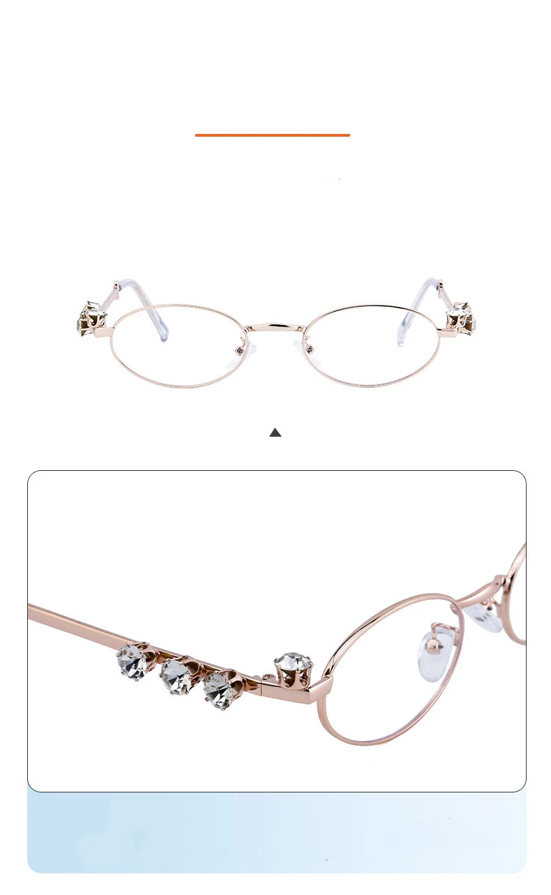 Oval Rhinestone Blue Light Reading Glasses for Women