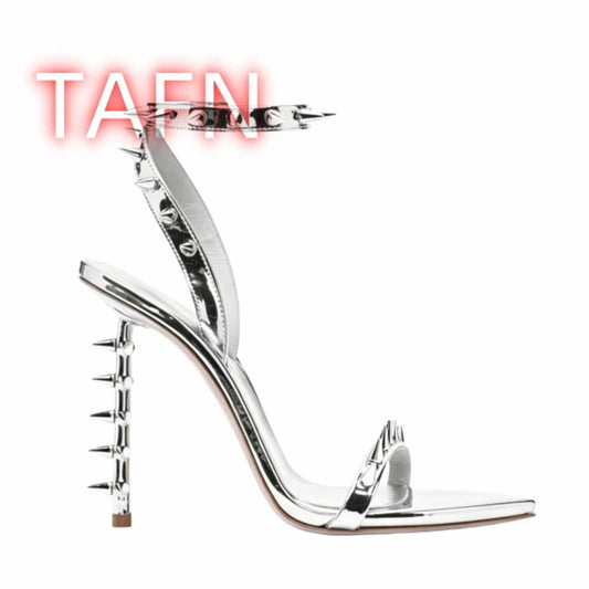 Metallic Spike Rivet Sandals