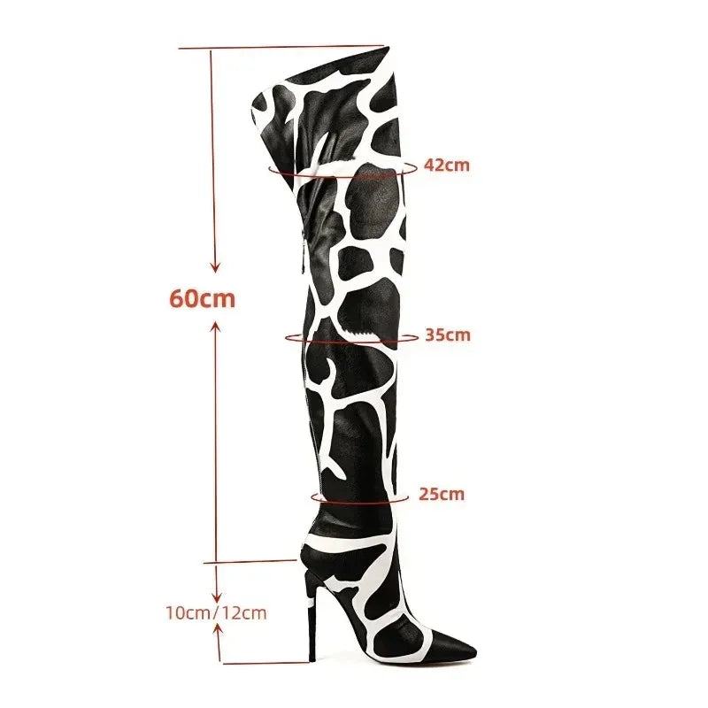 Sexy Striped Back Zip Over-the-Knee Boots for Women
