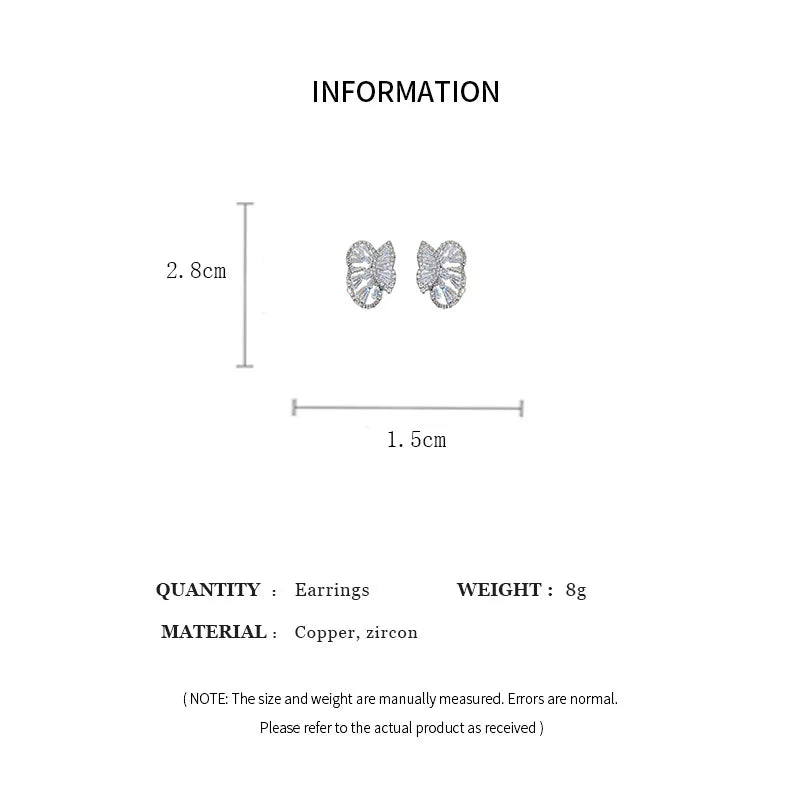 Cubic Zirconia Butterfly Stud Earrings