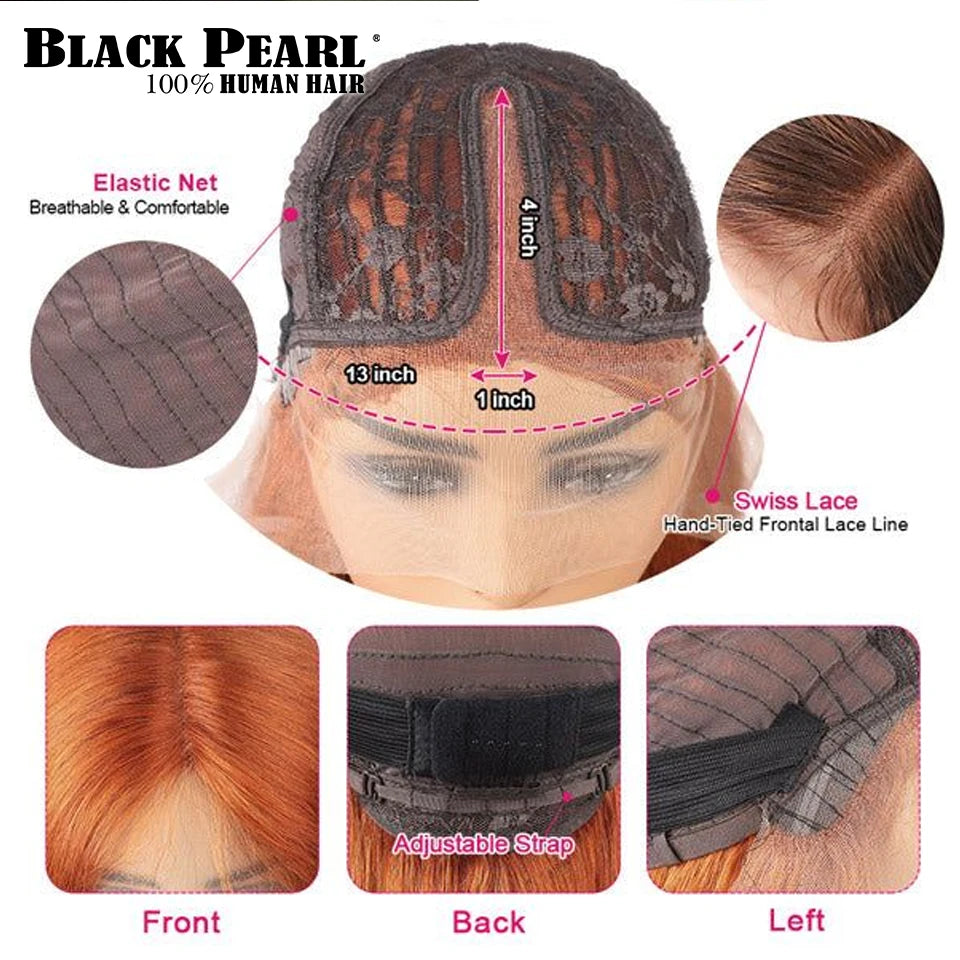 Glueless Brazilian Human Hair Transparent Lace Bob Wig For Women