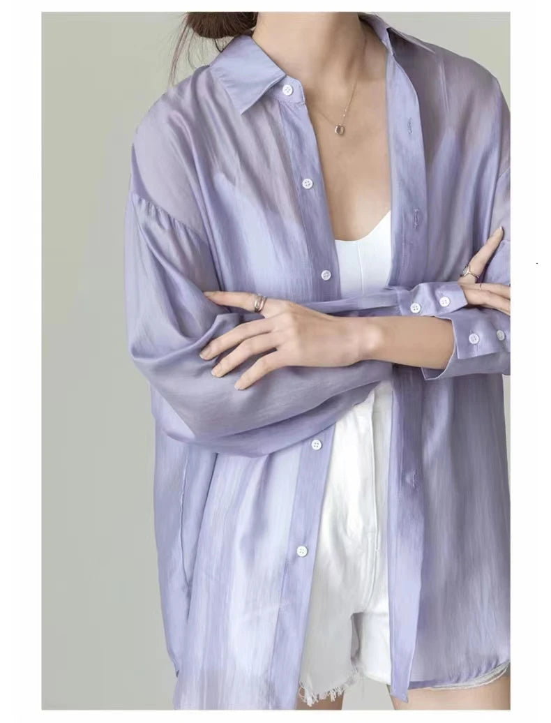 Lightweight Chiffon Sun Protection Shirt Jacket for Women