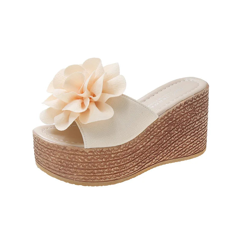 Floral Print Platform Wedge Sandals