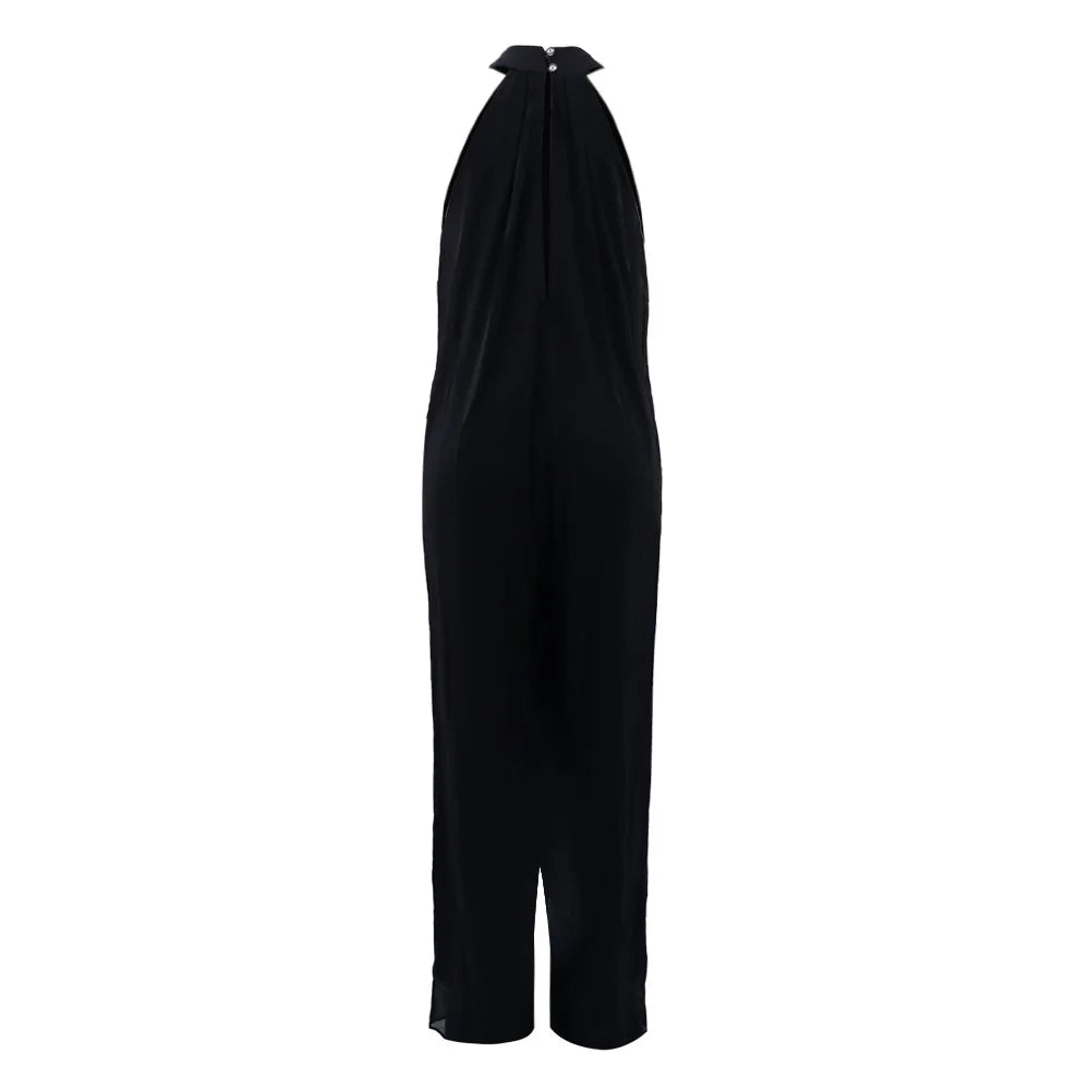 Loose Fit Solid Color Chiffon Ankle Length Jumpsuit for Women