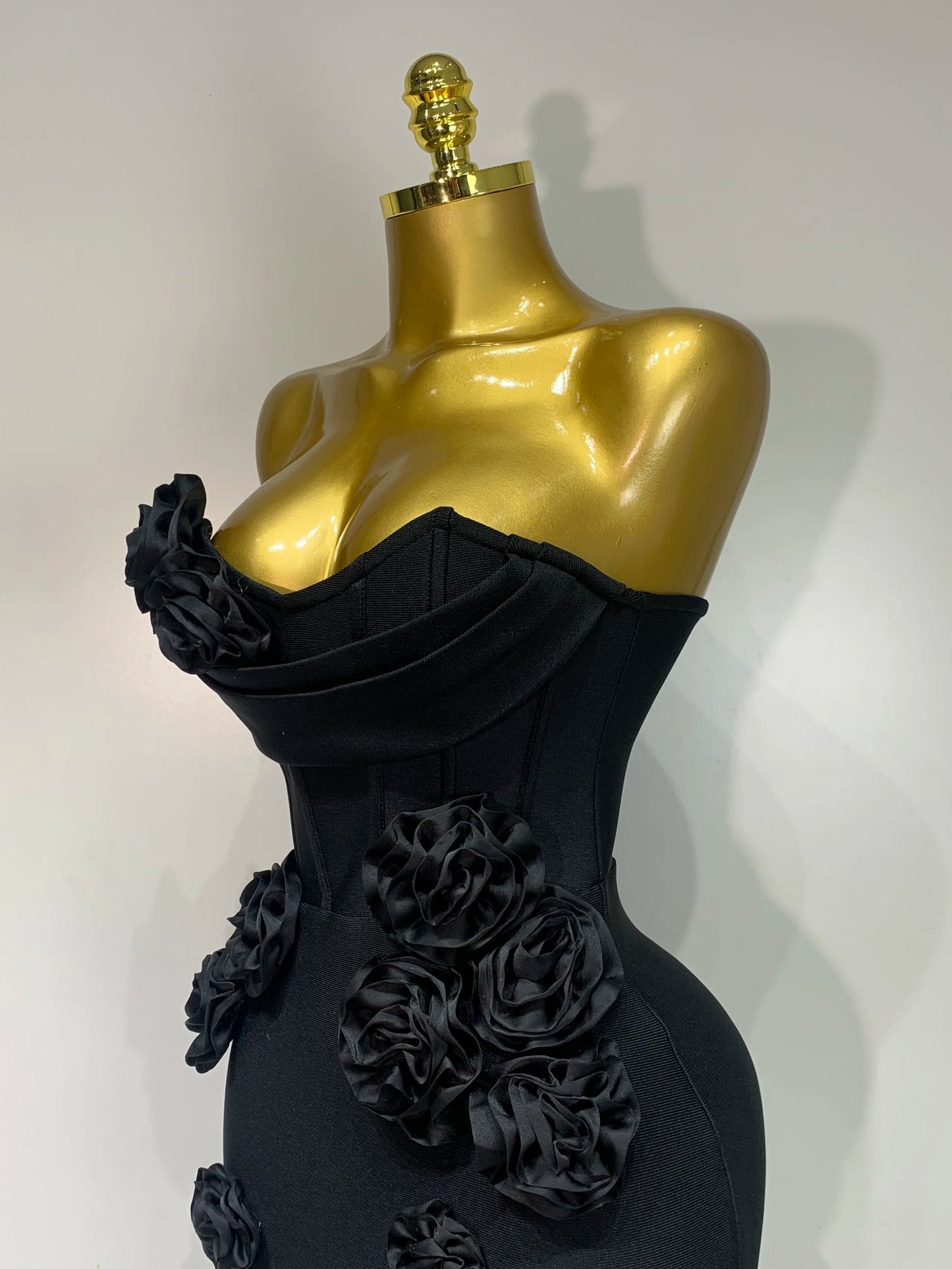 2025 Newest Women Sexy Strapless Backless Red Flower Midi Bandage Dress Celebirty Elegant Evening Club Party Birthday Dresses