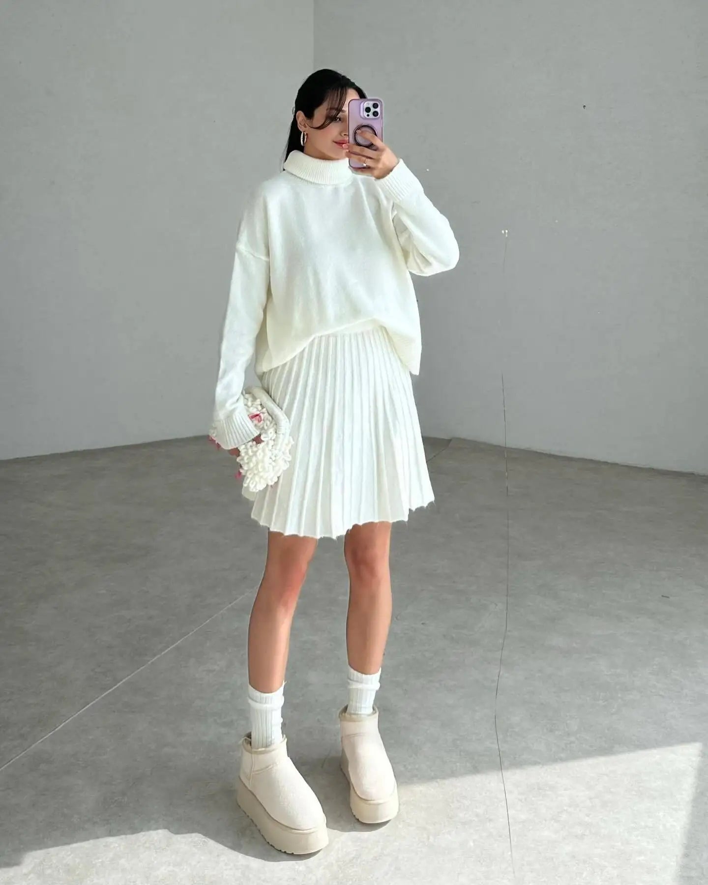 Cotton Linen Pleated Skirt Set