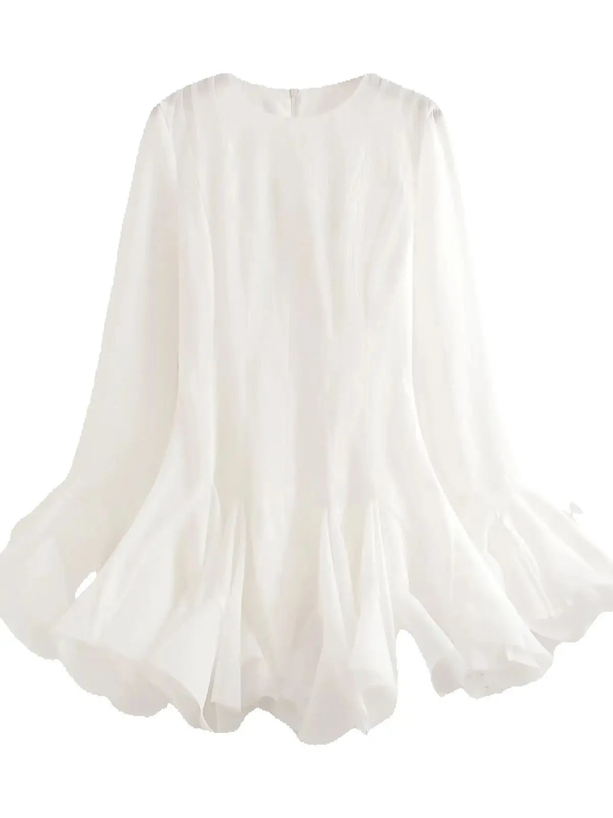 French Style Ruffle Hem Flare Sleeve Mini Dress for Women