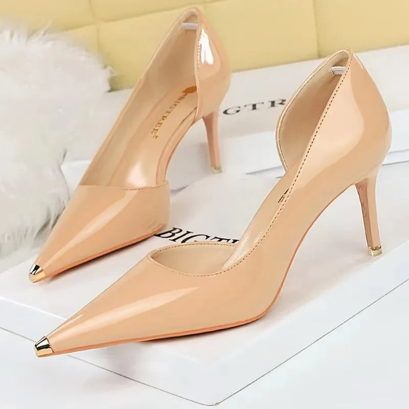Pointed Toe Patent Leather Stiletto Pumps for Women